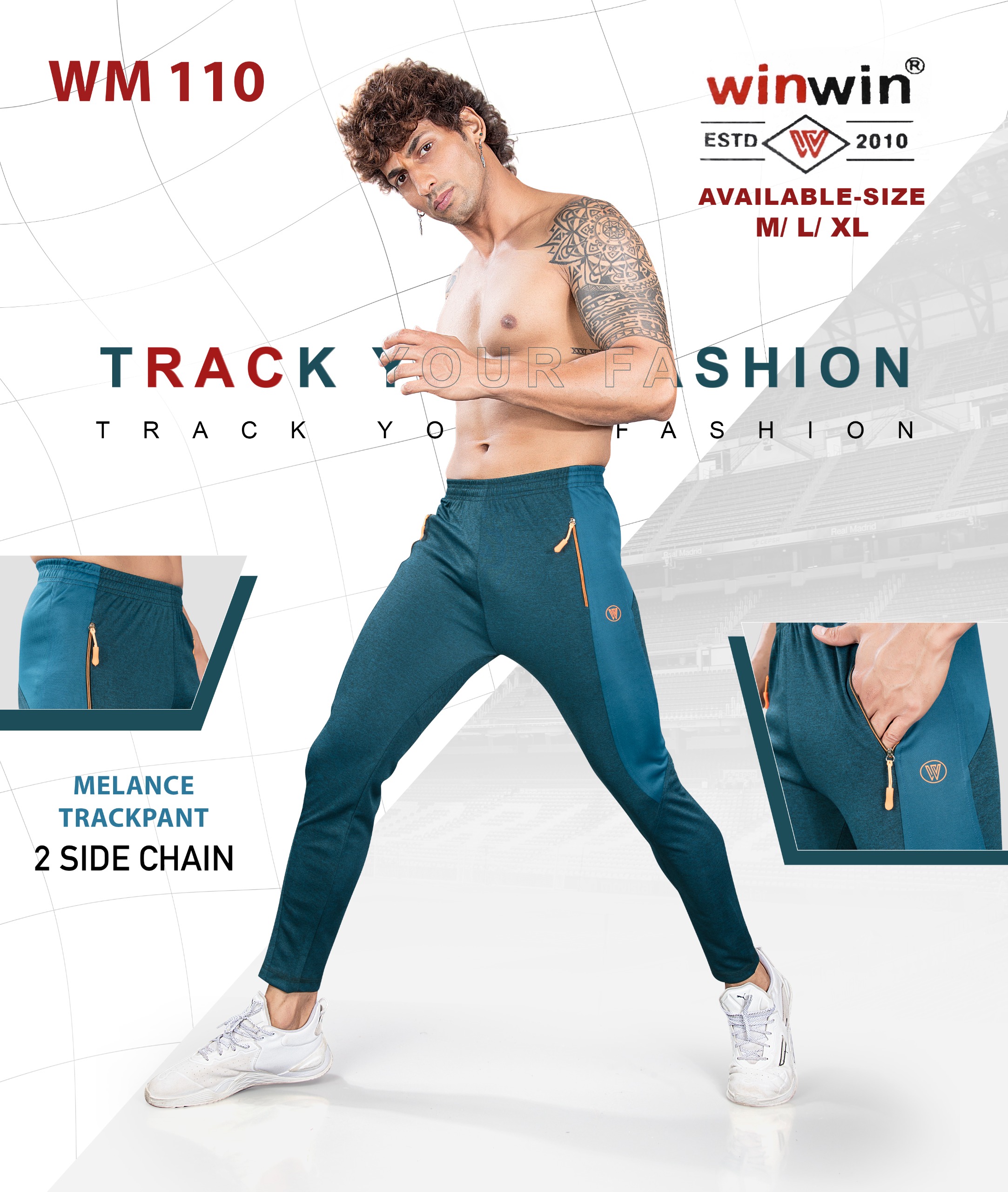 Men's Regular Fit 4 Way Lycra Track Pants with Side Cross Pocket