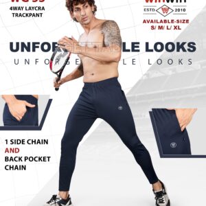 Men's Regular Fit 4 Way Lycra Track Pants with Side Cross Pocket